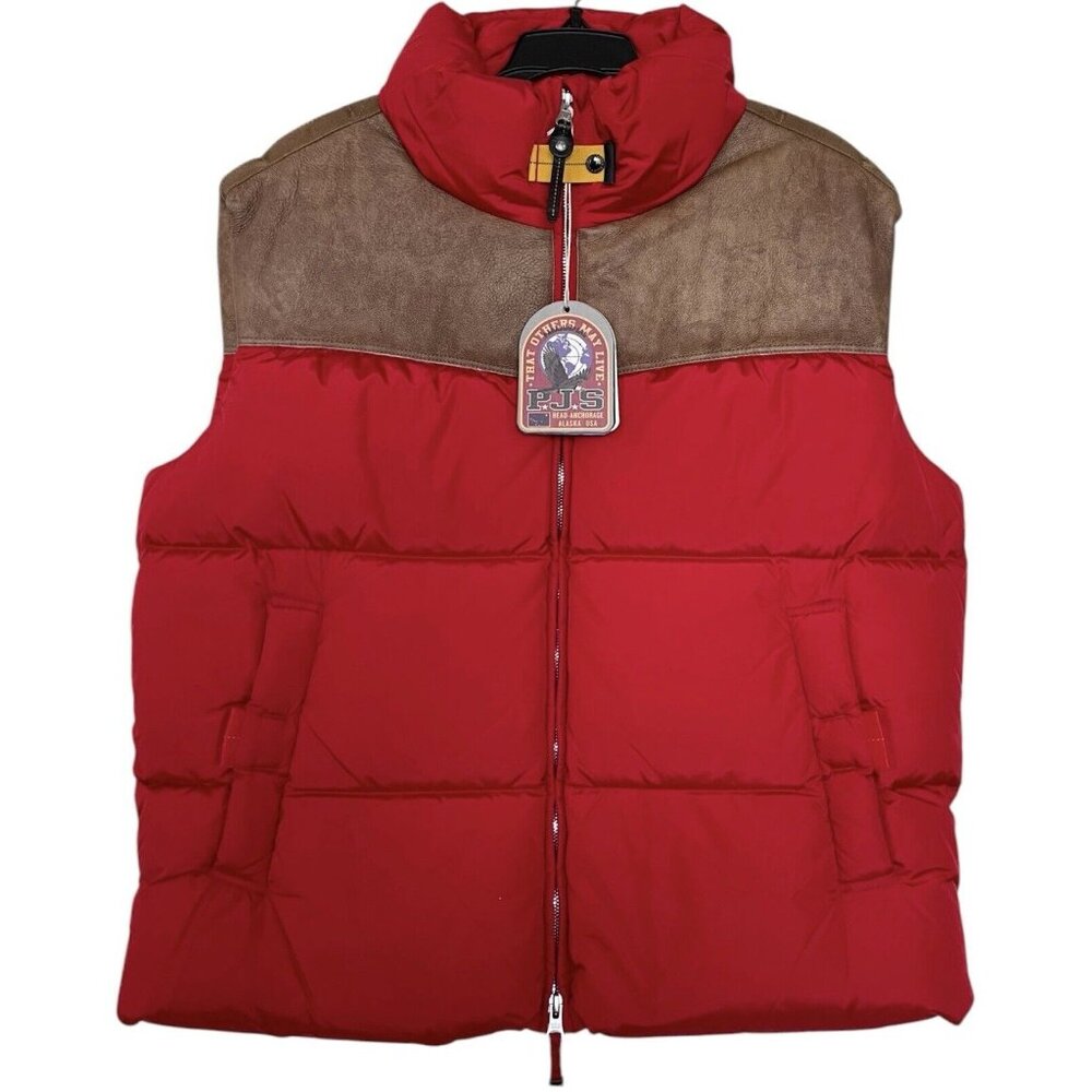 Parajumpers Vest Womens‎ Size Large Red Down Puffer Leather Western Cowgirl $995